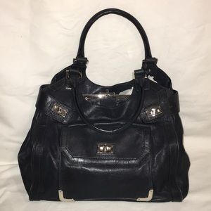 Banana Republic Monogram Deep Navy framed satchel